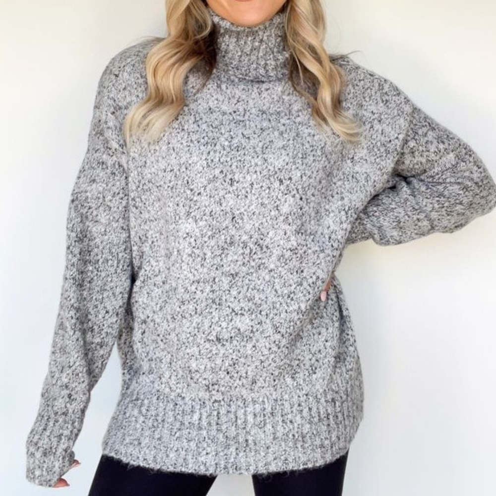 Hyfve Grey Variated Coloring Turtleneck Sweater Acyrlic Wool Blend Large